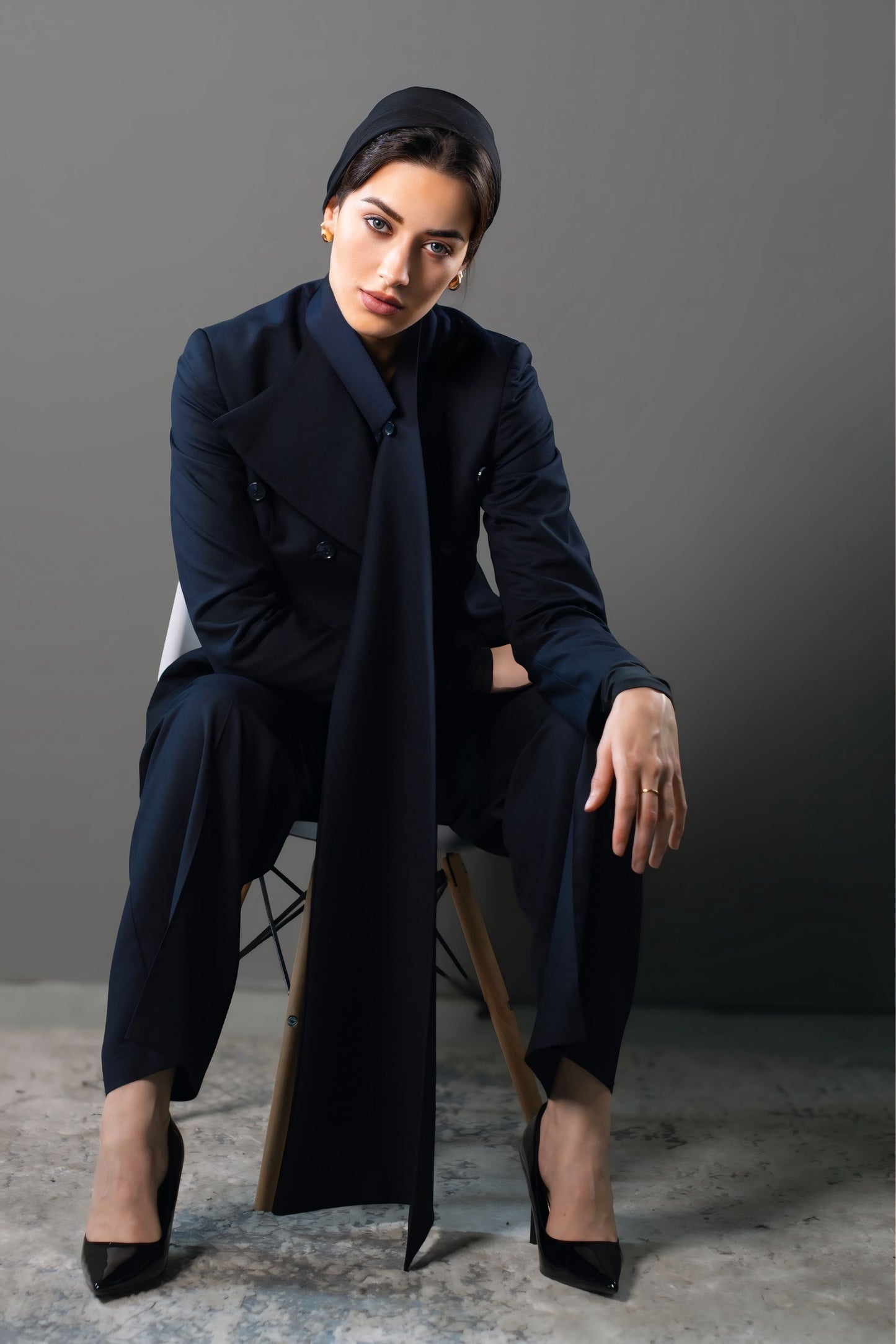 STRUCTURED TWO-PIECE SUIT - Navy