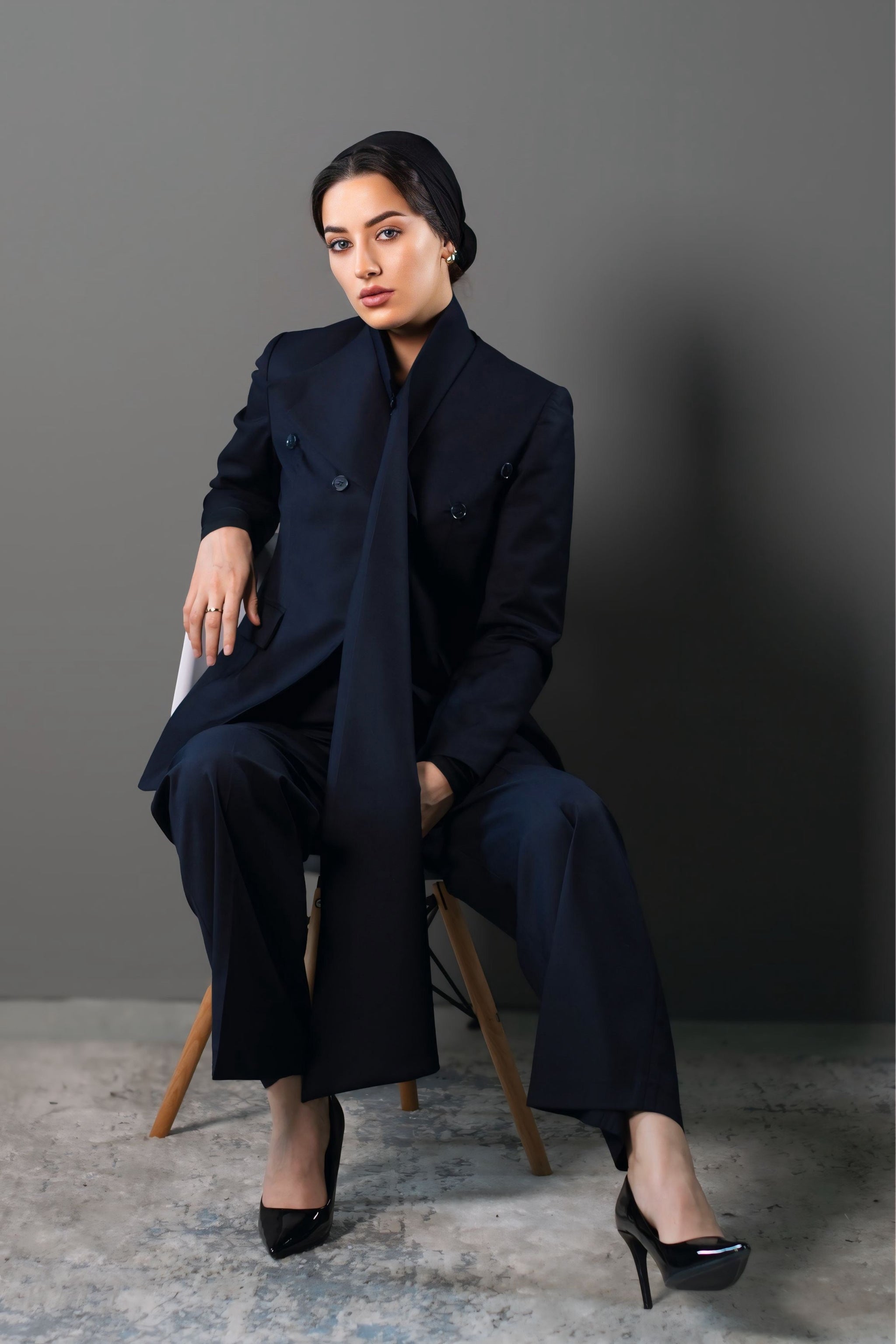 STRUCTURED TWO-PIECE SUIT - Navy